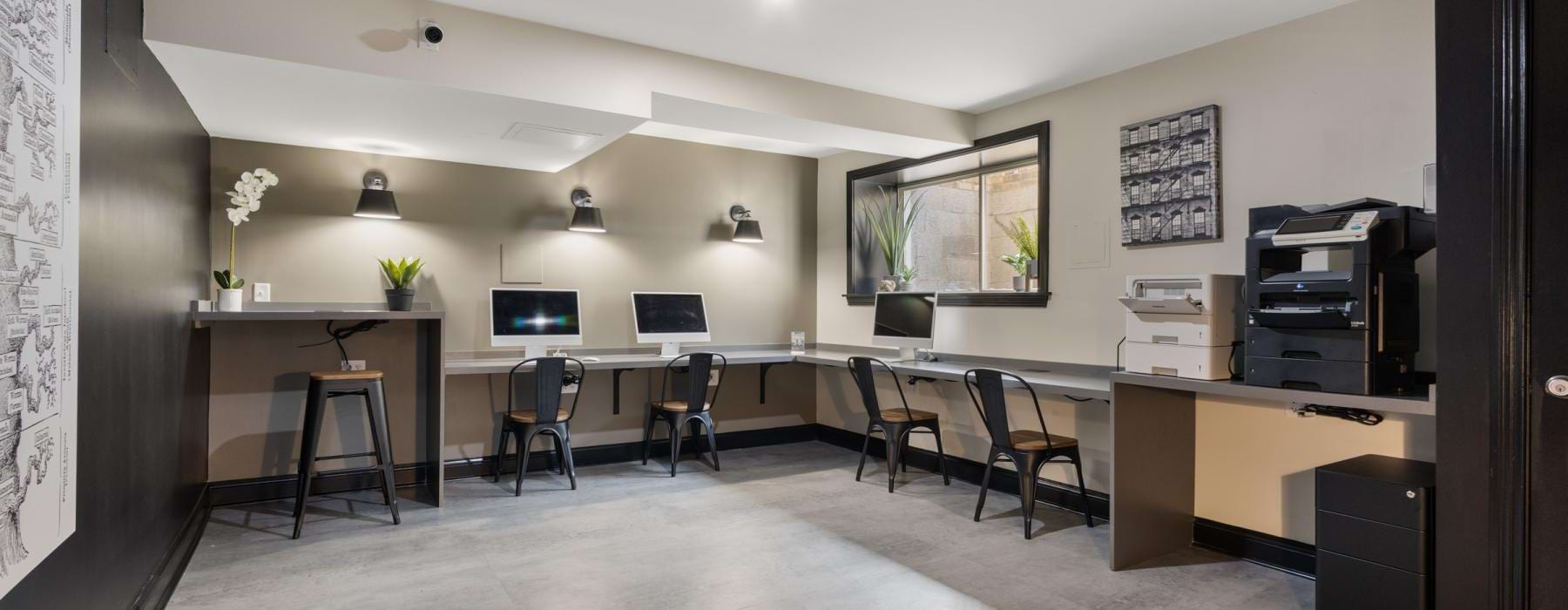 a room with a table and chairs