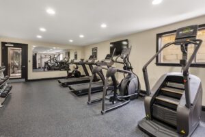 Updated fitness center with treadmills and elipticals